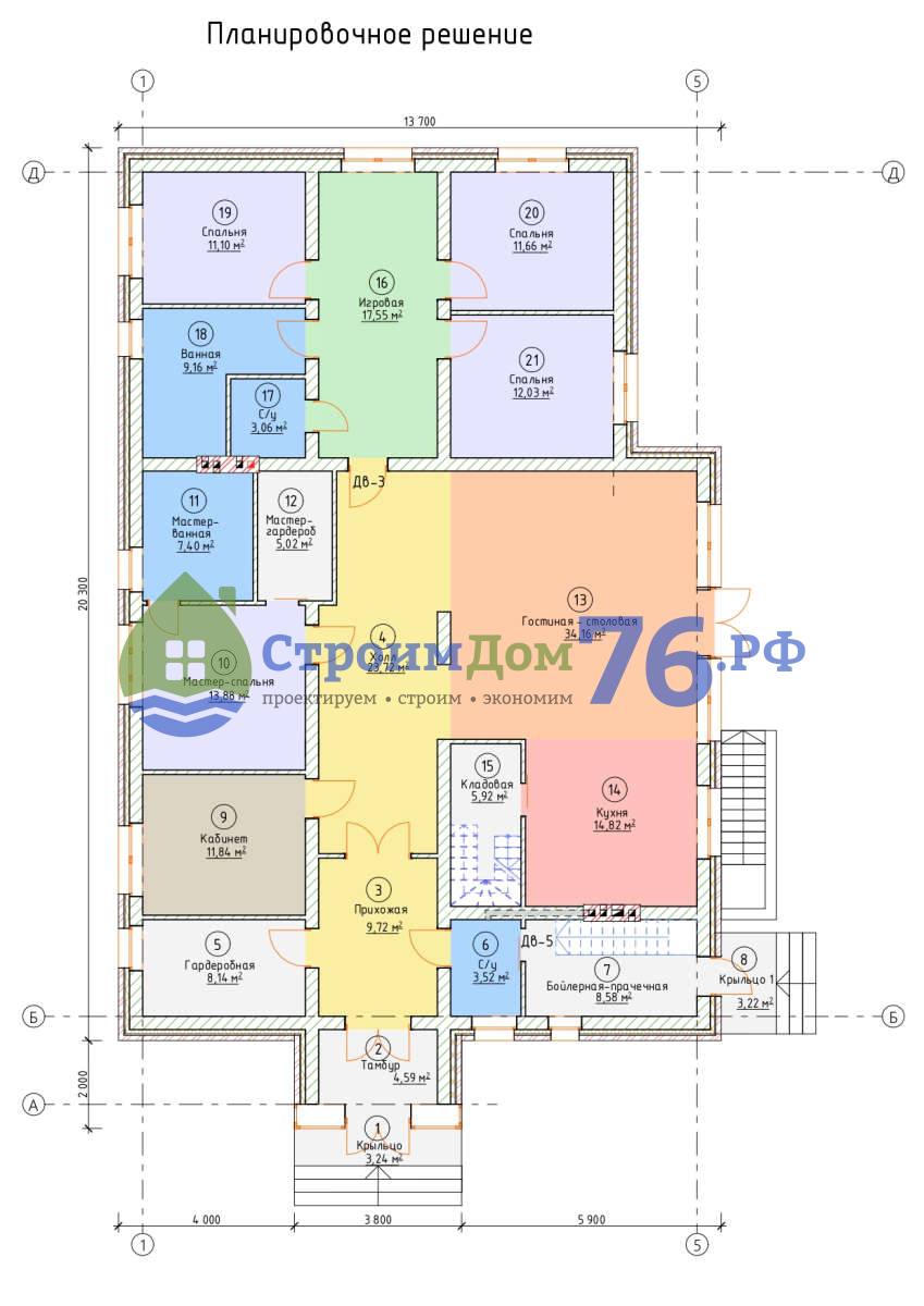 Проект каменного одноэтажного дома СД-96 в Ярославле